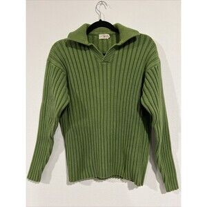 J. Crew Womens Polo‎ Sweater Green Pullover V Neck Collared Preppy Medium Y2K